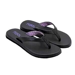Flojos Maddy Memory Foam Flip Flops Black Lavender Women's  Size 7 8 10